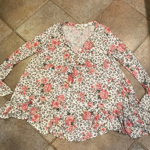 Hopely Leopard Floral Tunic Size Small - Picture 1 of 3